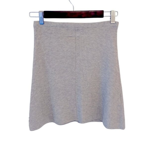 Aritzia WILFRED FREE light gray ribbed stretch mini skirt. Women's size S - Picture 1 of 7